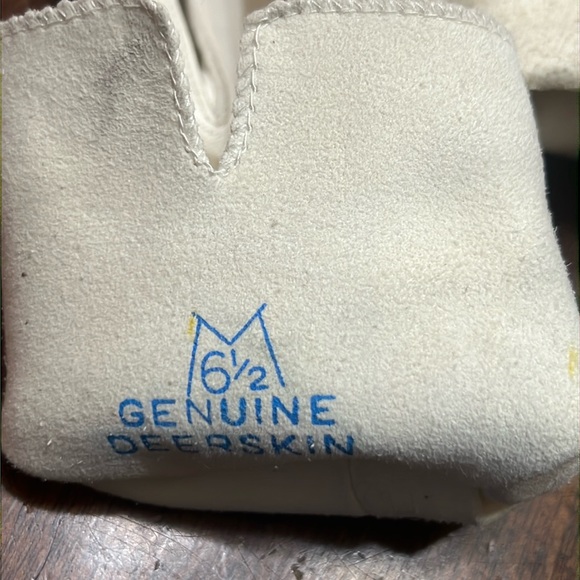 Vintage White Butter Stitch Accents Soft Deerskin Gloves Sz 6.5 Excellent - Picture 3 of 12
